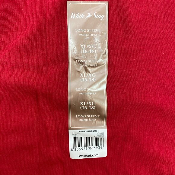 White Stag Womens Long Sleeve Red Cotton Turtleneck Top Size XL 16-18 - Picture 4 of 8